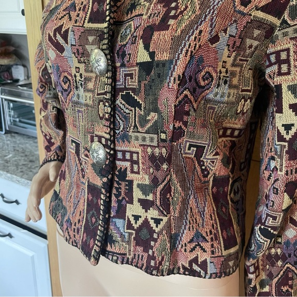 CHEYENNE OUTFITTERS M vintage geometric tapestry jacket coat blazer - Picture 9 of 10